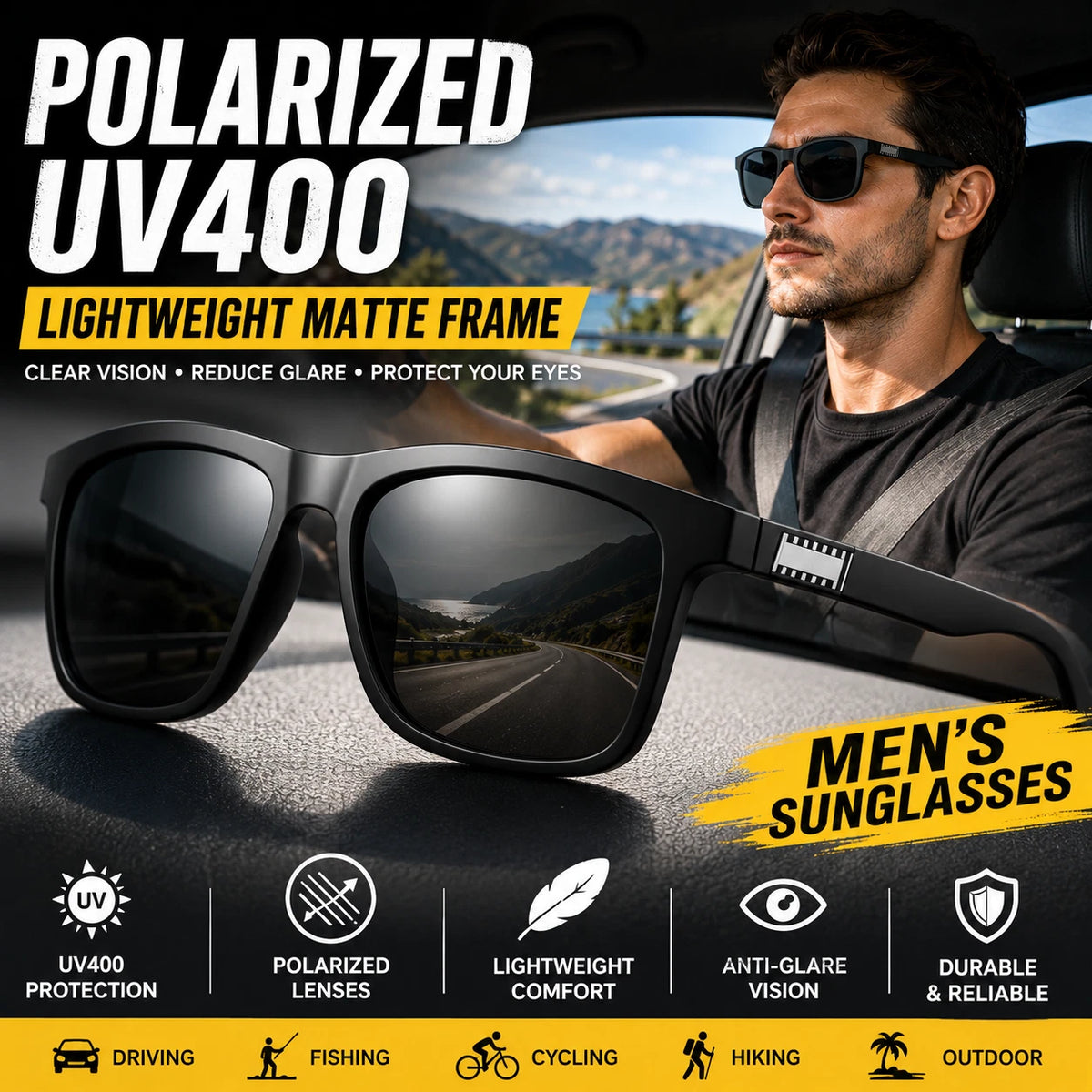 Men Polarized Sunglasses UV400 Lightweight Matte Sport Driving Fishing Glasses #3501
