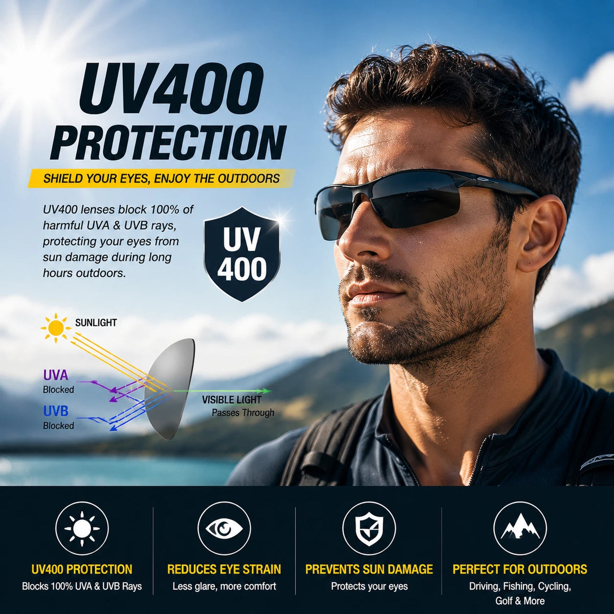 Men Polarized Sports Sunglasses TAC UV400 Lightweight Aluminium Magnesium Frame #8177