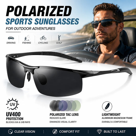 Men Polarized Sports Sunglasses TAC UV400 Lightweight Aluminium Magnesium Frame #8177