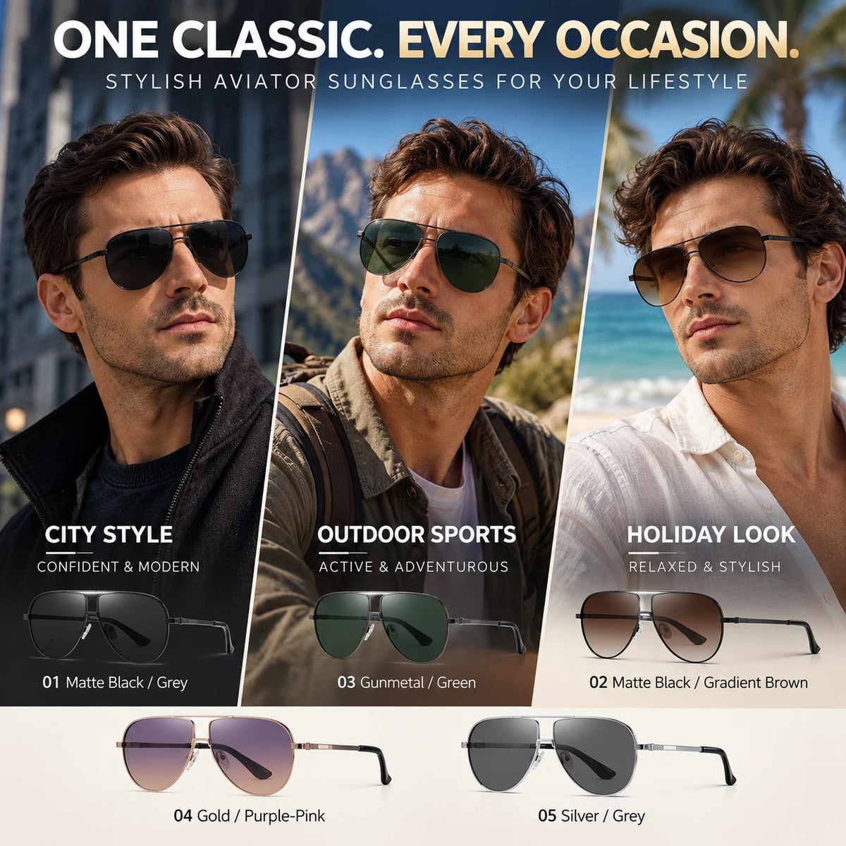 Mens Polarized Aviator Sunglasses UV400 Metal Frame Driving Glasses 5 Colours #JS8540