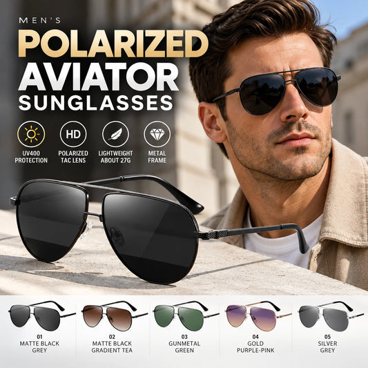 Mens Polarized Aviator Sunglasses UV400 Metal Frame Driving Glasses 5 Colours #JS8540