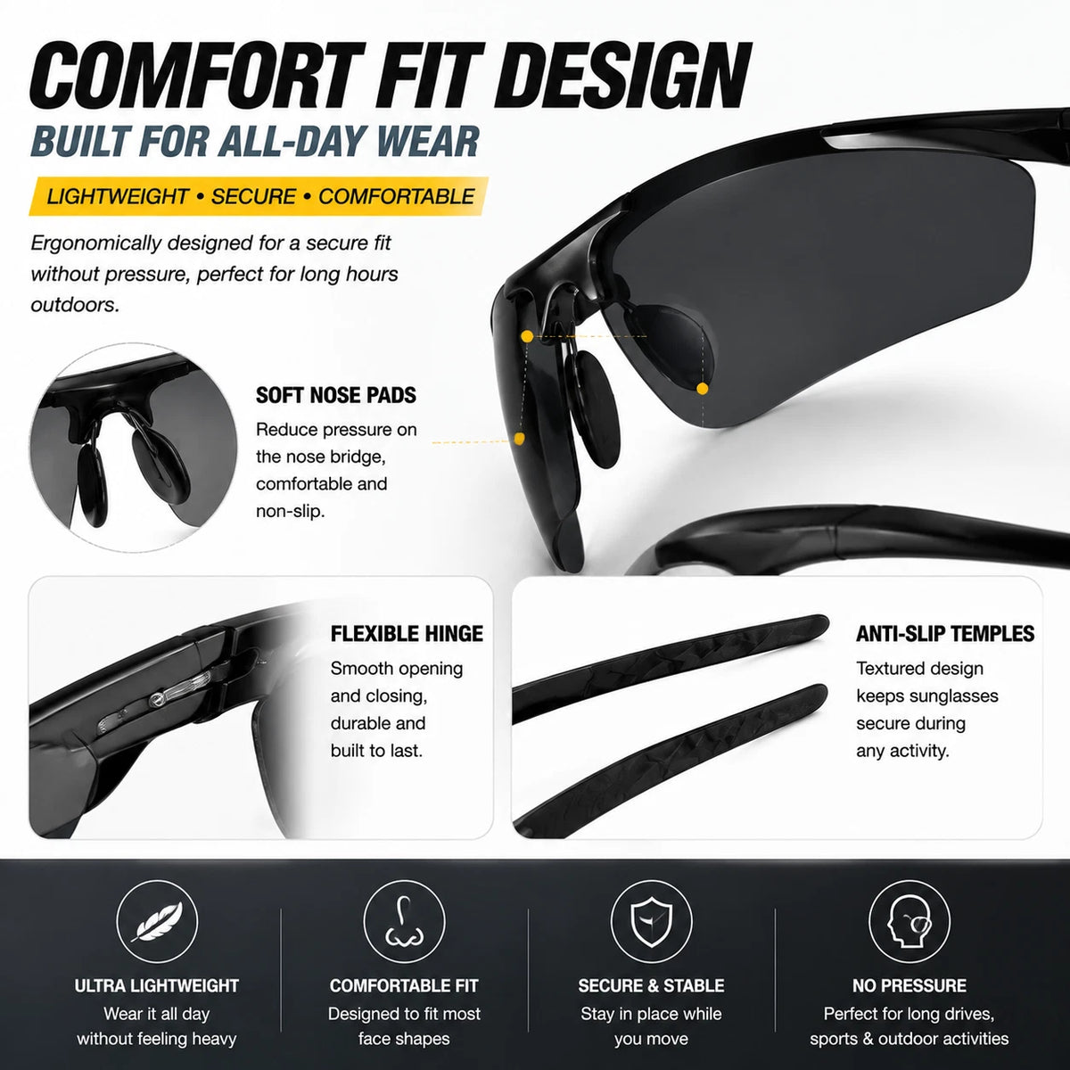 Men Polarized Sports Sunglasses TAC UV400 Lightweight Aluminium Magnesium Frame #8177