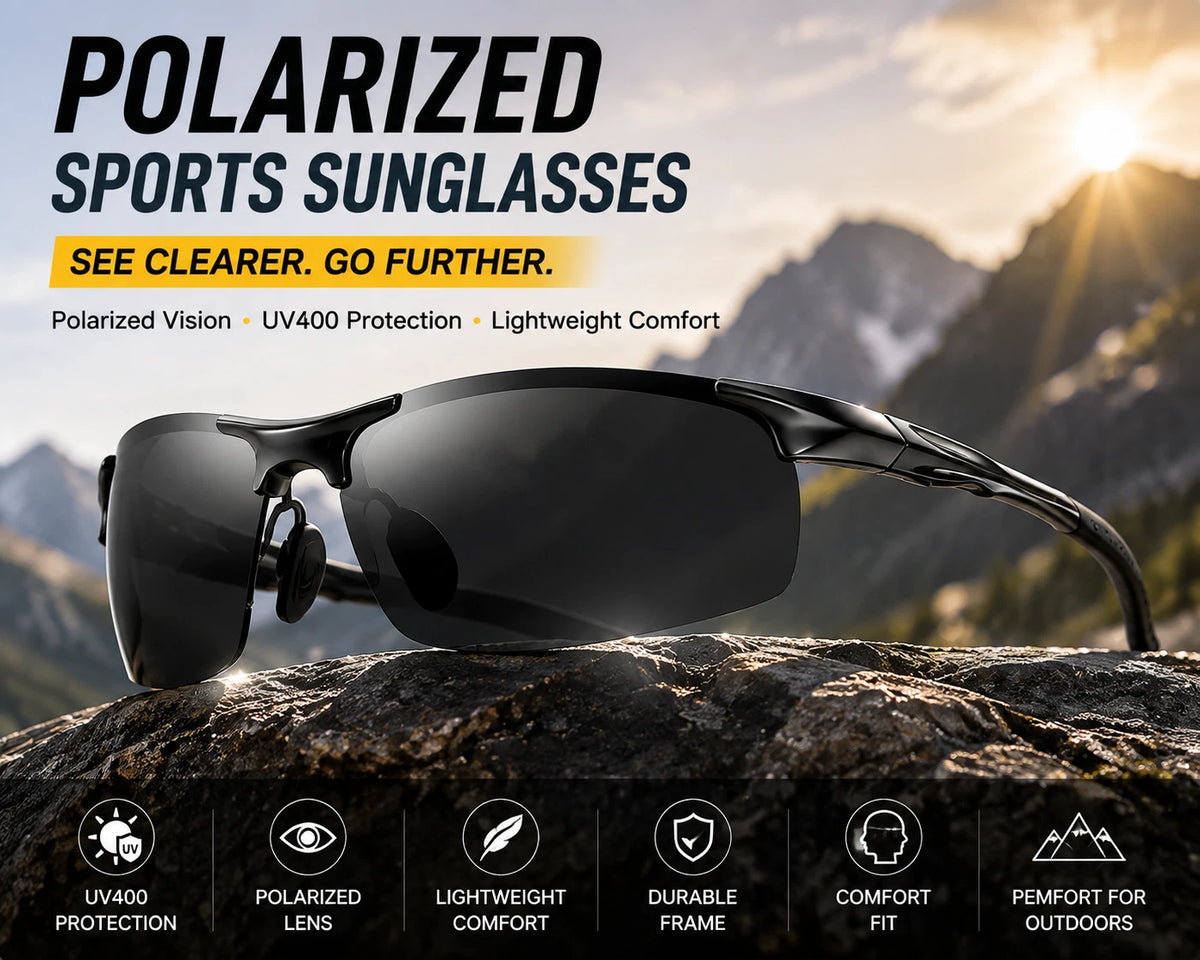 Men Polarized Sports Sunglasses TAC UV400 Lightweight Aluminium Magnesium Frame #8177