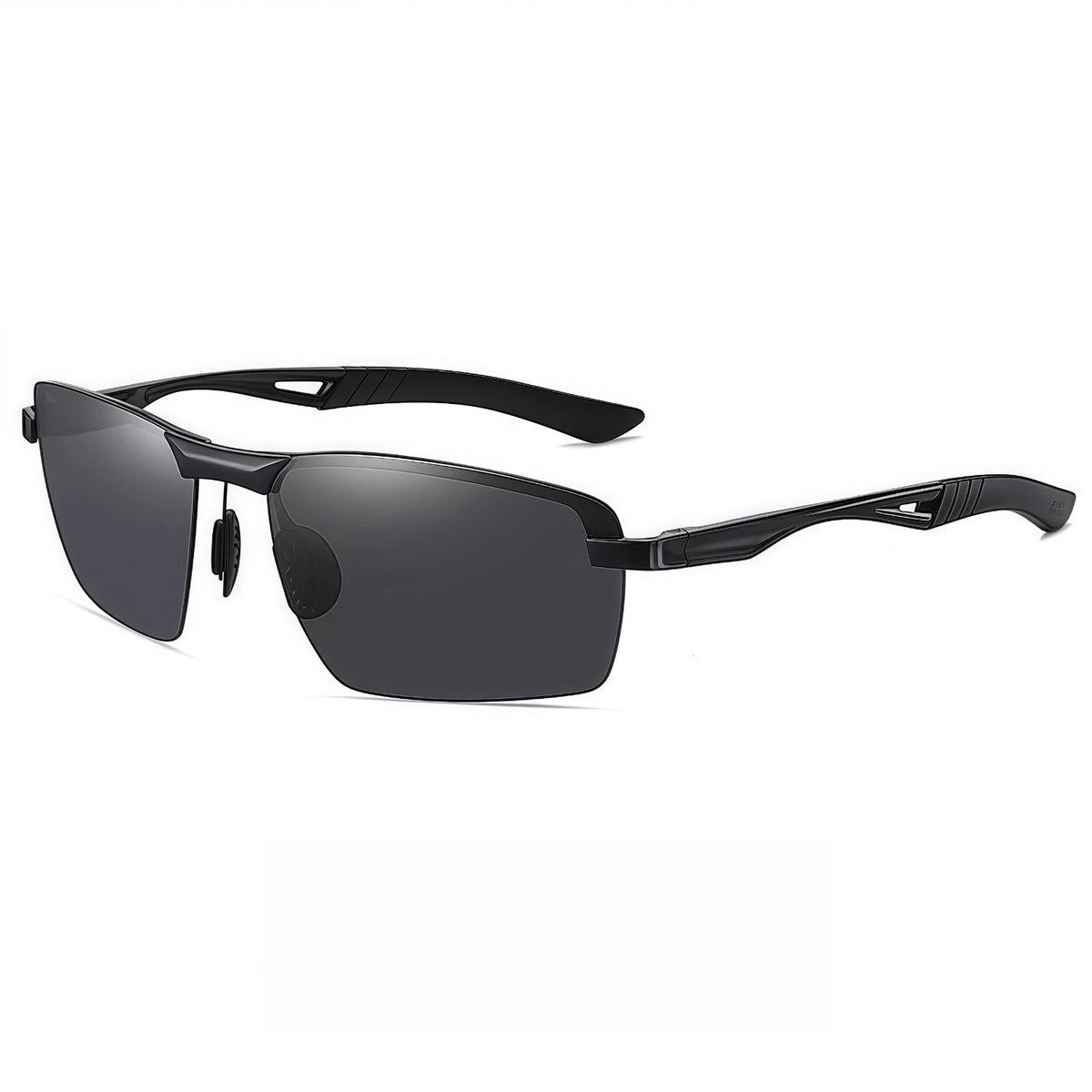 Mens Polarized Sunglasses Semi Rimless Metal Frame UV400 Driving Sports Glasses