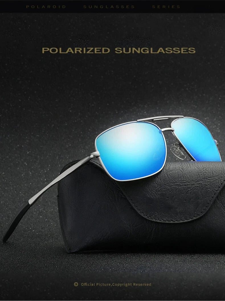 Men Polarised Aviator Sunglasses Spring Hinge UV400 Driving Fishing Metal Frame