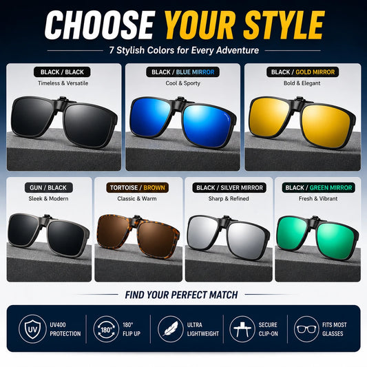 Polarized Flip Up Clip On Sunglasses For Myopia Glasses Driving Fishing UV400