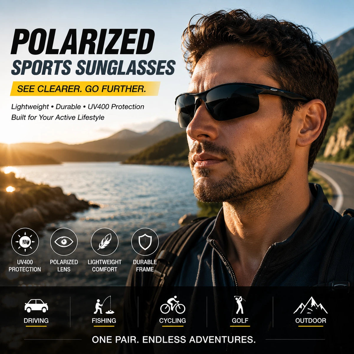 Men Polarized Sports Sunglasses TAC UV400 Lightweight Aluminium Magnesium Frame #8177