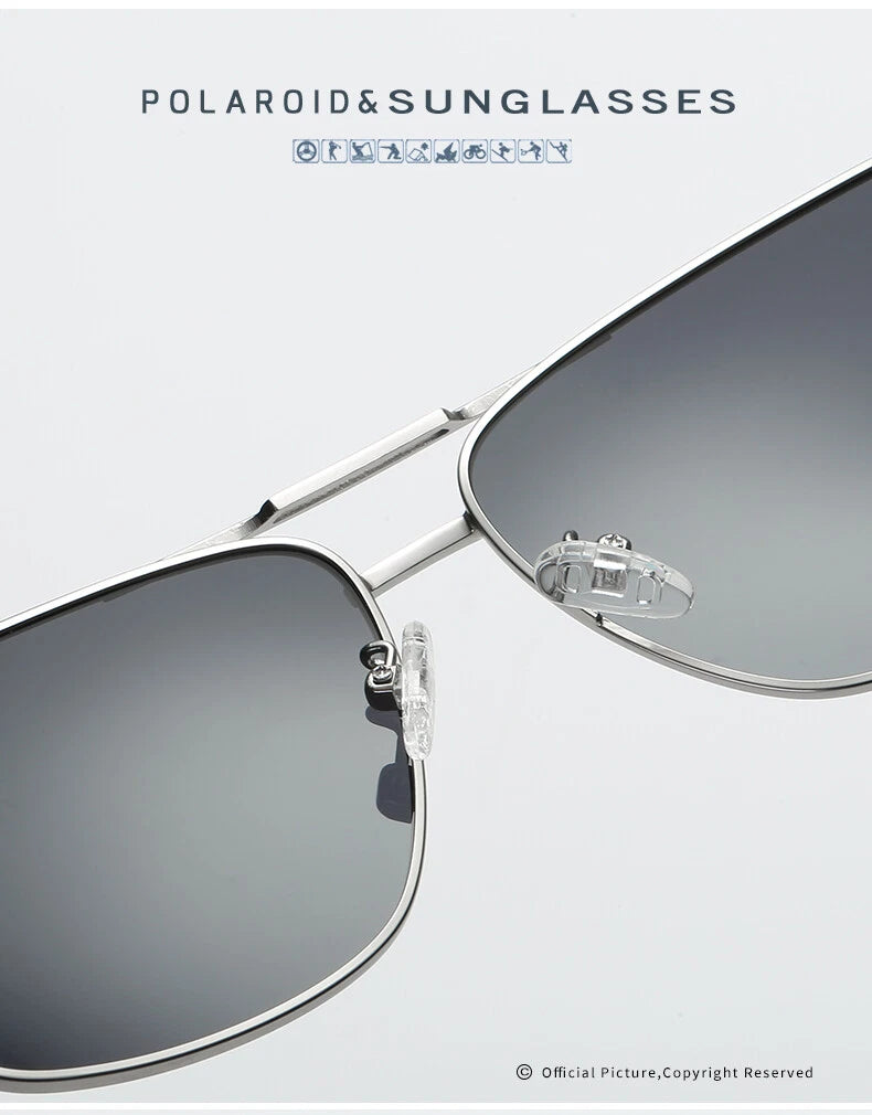 Men Polarised Aviator Sunglasses Spring Hinge UV400 Driving Fishing Metal Frame