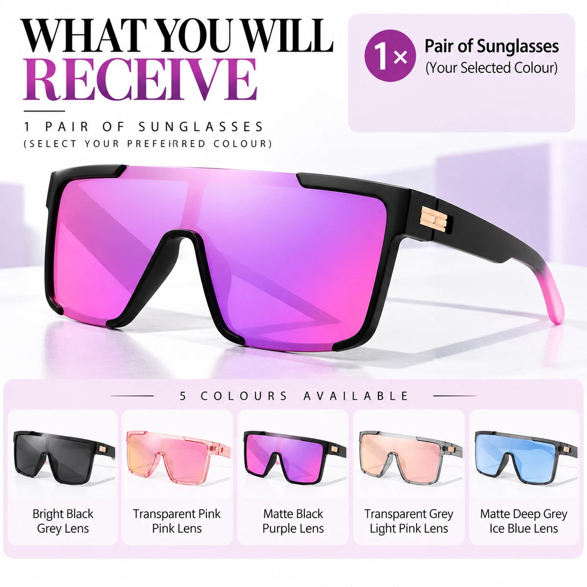 Women's Comfort Fit One-piece Shield Lens Streetwear Oversized Sports Sunglasses #TR7543