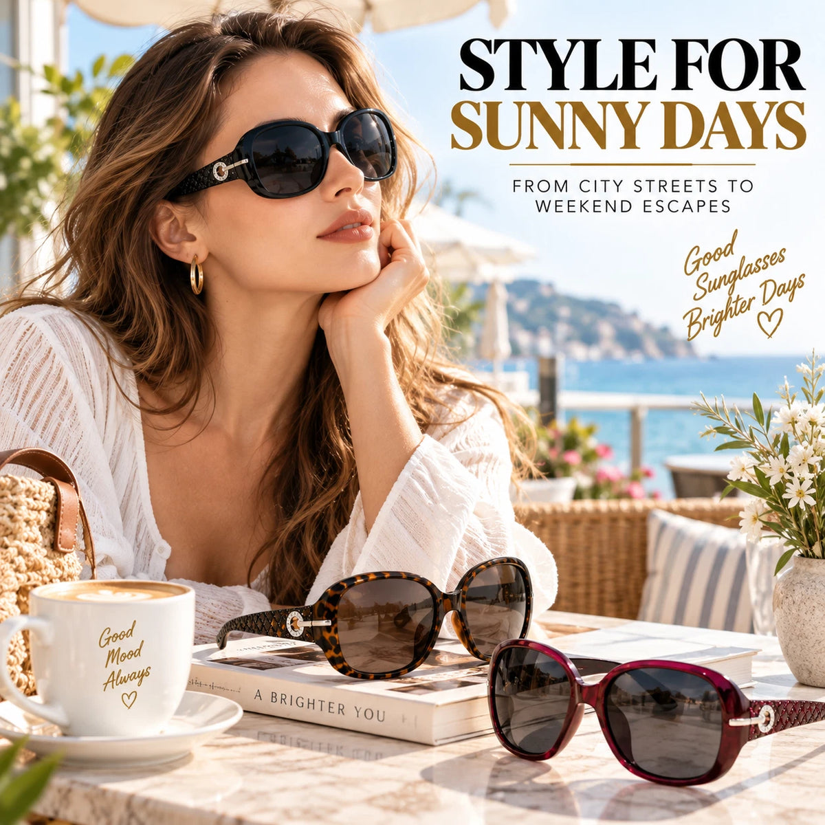 Women Oversized Polarized Sunglasses UV400 Fashion Driving Beach Travel Eyewear
