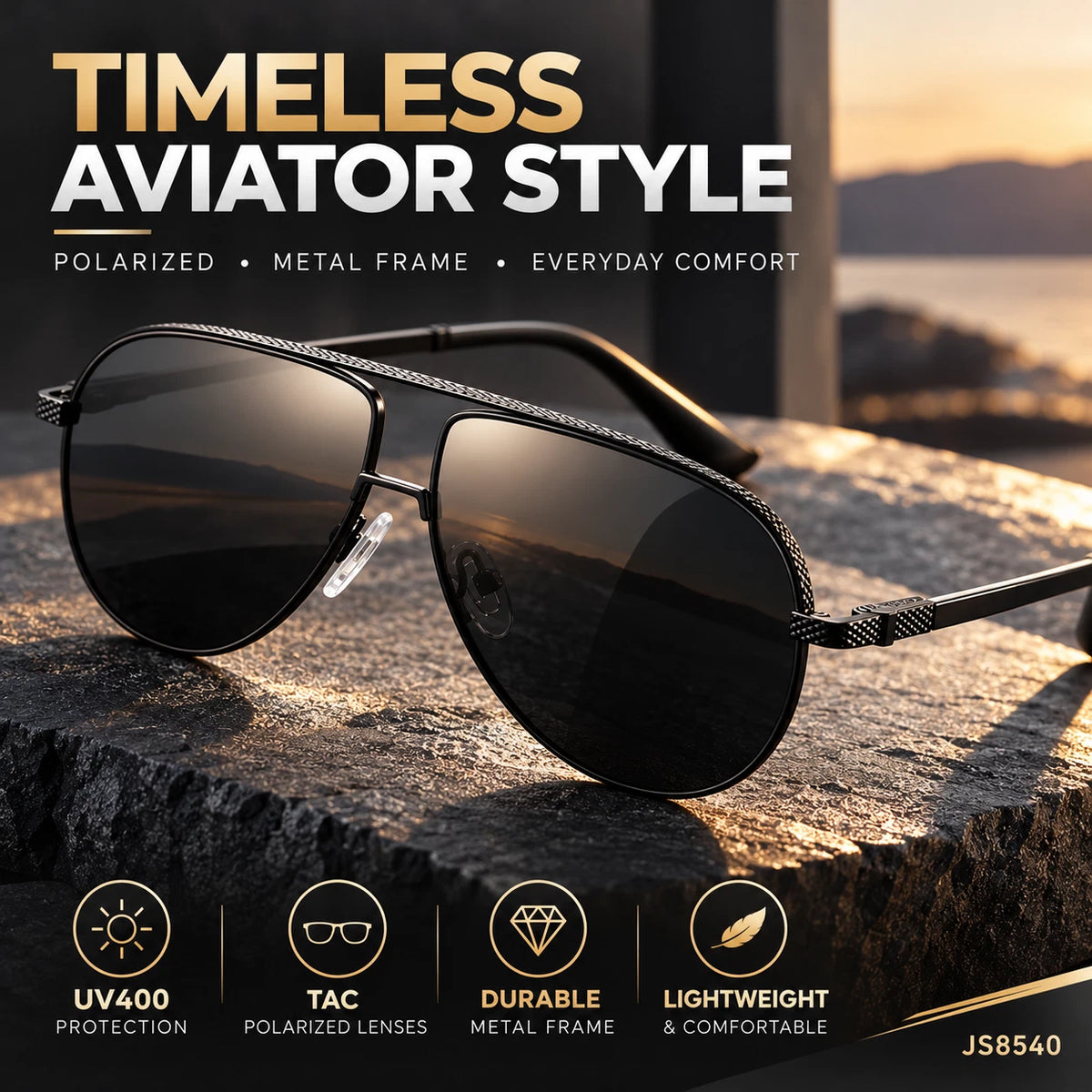 Mens Polarized Aviator Sunglasses UV400 Metal Frame Driving Glasses 5 Colours #JS8540