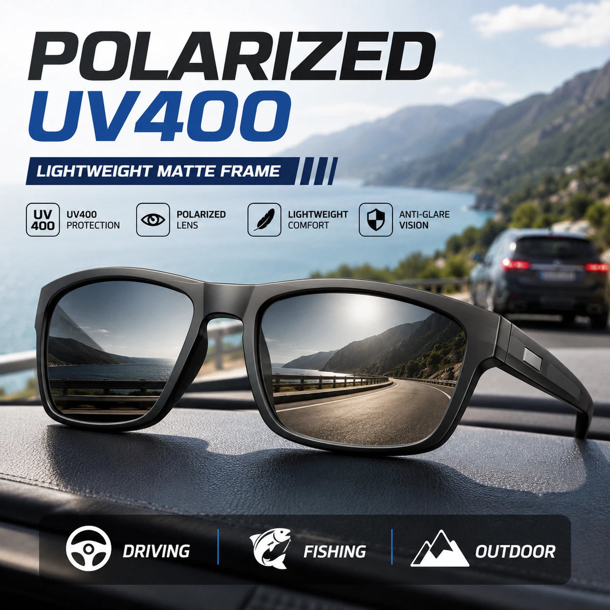 Men Polarized Sunglasses UV400 Lightweight Matte Sport Driving Fishing Glasses #3501